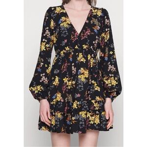Abercrombie & Fitch Black Floral Long Sleeve Dress